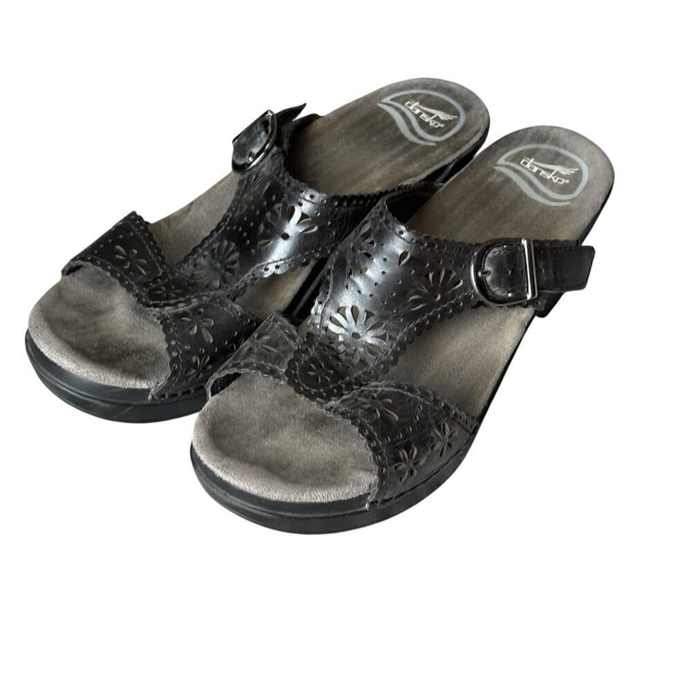 Dansko Womens Size 39 US 8.5/9 Sapphire Lasercut Leather Sandals COMFORT Black - Picture 7 of 7